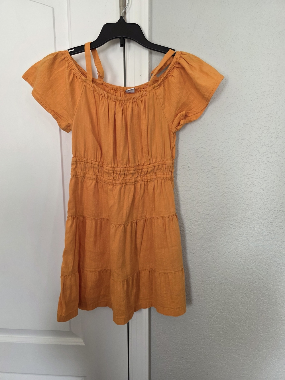 Old Navy Girls Orange Off-Shoulder Tiered Dress